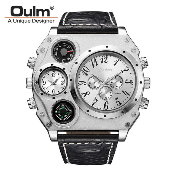 OULM Men Quartz Watch with Compass Decoration