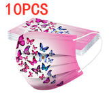 10/50pcs Adult Butterfly Print Face Mask Fashion Disposable Designer Mask