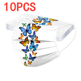 10/50pcs Adult Butterfly Print Face Mask Fashion Disposable Designer Mask