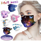 10/50pcs Adult Butterfly Print Face Mask Fashion Disposable Designer Mask