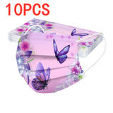 10/50pcs Adult Butterfly Print Face Mask Fashion Disposable Designer Mask