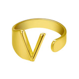 A - Z Letter Gold and Silver Initial Metal Rings