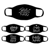 5pcs Letter Black Adult Fashion Printed  Washable Reusable Designer Mask