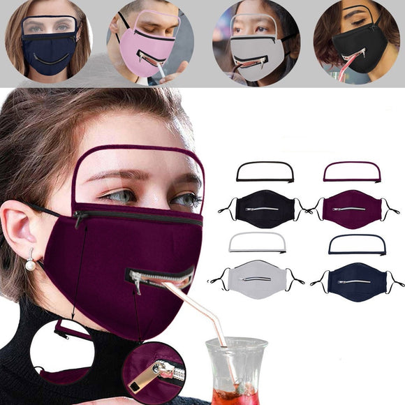 Adult Washable Reusable Face Mask With Zipper And Detachable Eyes Shield