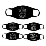 5pcs Letter Black Adult Fashion Printed  Washable Reusable Designer Mask