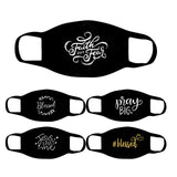 5pcs Letter Black Adult Fashion Printed  Washable Reusable Designer Mask