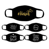 5pcs Letter Black Adult Fashion Printed  Washable Reusable Designer Mask