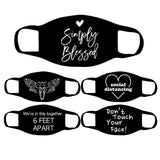 5pcs Letter Black Adult Fashion Printed  Washable Reusable Designer Mask